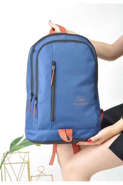 Sellini Μαύρο μεγάλο αδιάβροχο ύφασμα Imperteks Unisex Μπλε σακίδιο πλάτης και σχολική τσάντα 334
