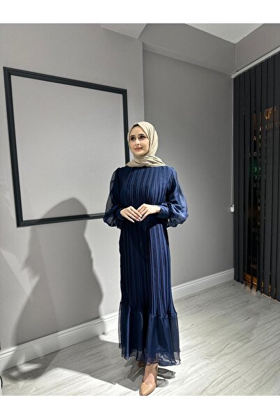 waw tesettür JAN JANLI PİLİSELLİ ELBİSE