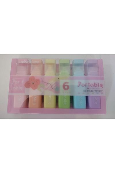 CHOSCH CS-H822 PASTEL COLORS HIGHLIGHTER PEN 6 LIST
