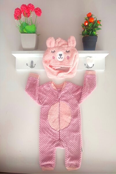 dubi baby NECİXS welsoftlu ayıcık şapkalı 2'li fermuarlı bebek tulumu