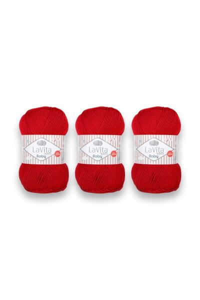 LaVita Yarn Baby El Örgü Ipligi (KIRMIZI-3016)