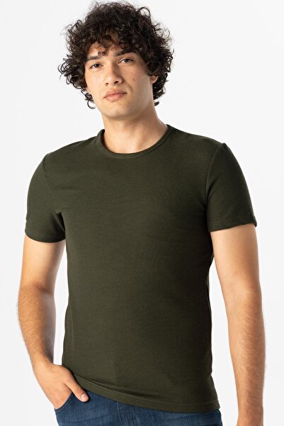 SÜVARİ O Yaka Slim Kalıp Armürlü Tişört