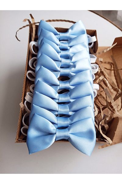 GallanD Turquoise Children's Satin Birthday Wedding Special Day Practical Elastic Bow Tie 10 Pack
