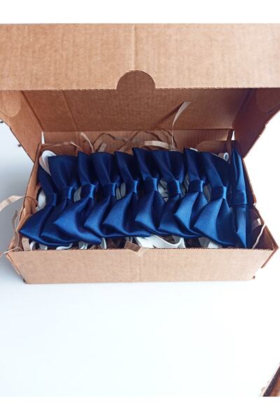 GallanD Navy Blue Children's Satin Birthday Wedding Special Day Practical Elastic Bow Tie 10 Pack