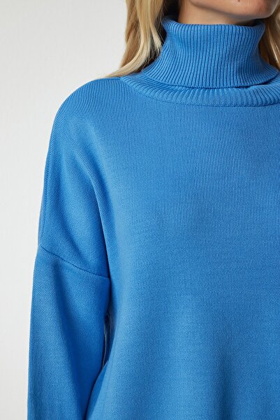 Happiness İstanbul Pulover oversize pentru tricotaje de damă, albastru deschis, BV00084