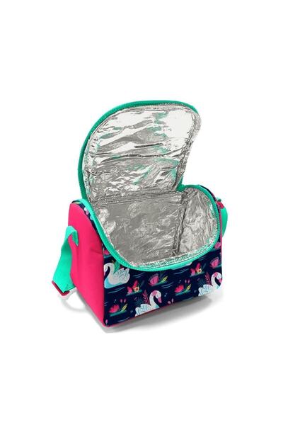 Coral High Kids Neon Coral Navy Blue Swan Patterned 3-Piece School Bag Set SET0123402