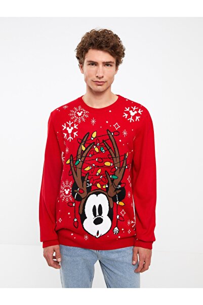 LC Waikiki Crew Neck Long Sleeve Printed Men's Knitwear Sweater