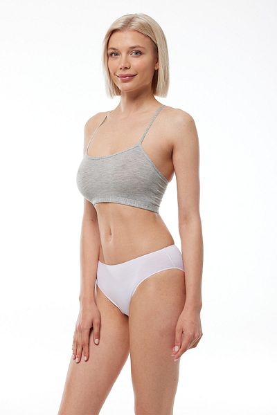 Malabadi Women's Gray 2-Pack Adjustable Rope Strap Non-Pad Modal Combed Cotton Bustier 1046