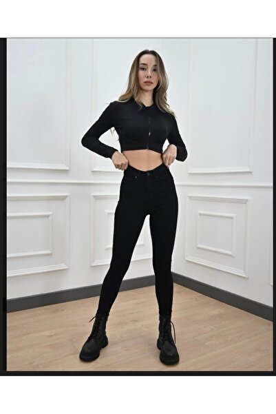 BROSERER جينز ماريا أسود ضيق الساق غير قابل للتلاشي بخصر عالٍ ومرن للغاية