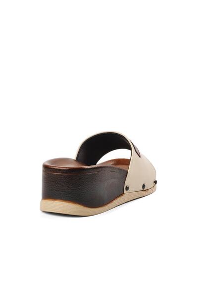 Pierre Cardin Pc-7030 Cream Wedge Heel Women's Slippers