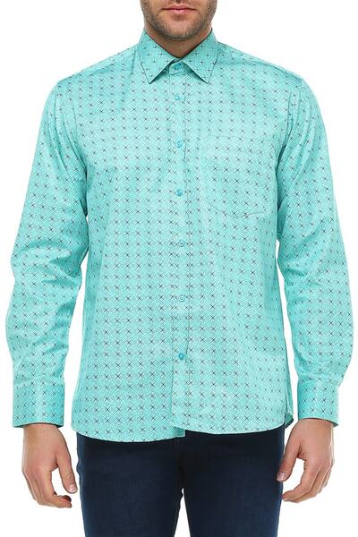 Varetta Men's Turquoise Classic Cut Pocket Printed Long Sleeve Men's Shirt