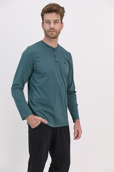 Arnetta Σετ ανδρικής μακρυμάνικης πιτζάμας Basic Dark Khaki