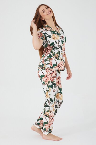 Arnetta Pleated Khaki Women's Shirt Pajamas