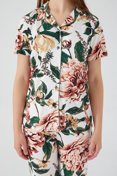 Arnetta Pleated Khaki Women's Shirt Pajamas