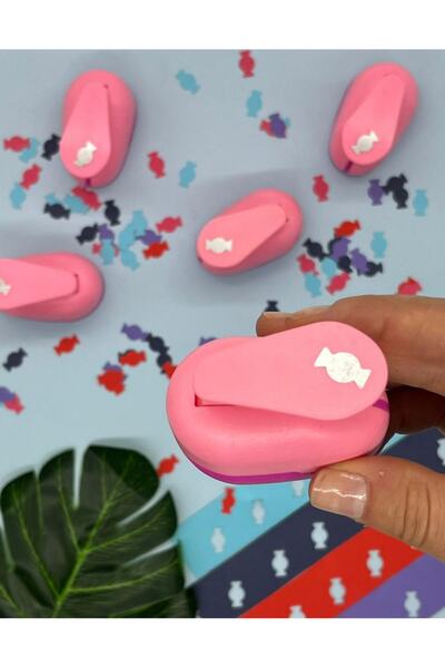 Kağıt Gemi Dükkan Şeker Desenli Pembe Delgeç