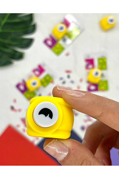 Kağıt Gemi Dükkan Yarım Ay Desenli Sarı Mini Delgeç