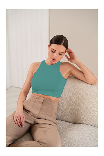 MİSTİRİK Murana Модел Безшевно Стягащо Бюстие Без Презрамки Къс Безшевен Модел Къс Сив/Син Цвят