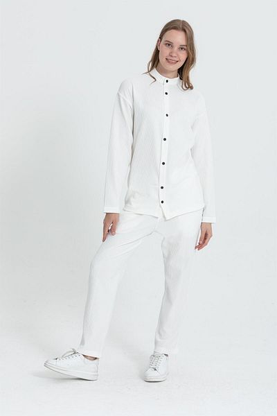 Rocqerx R-4332 Judge Collar Shirt Waist Elastic Trousers Wide Ottoman Set