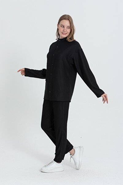 Rocqerx R-4332 Judge Collar Shirt Waist Elastic Trousers Wide Ottoman Set