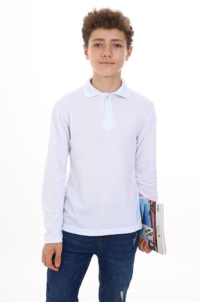 e-çocuk Polo Collar White Lacoste School Sweatshirt