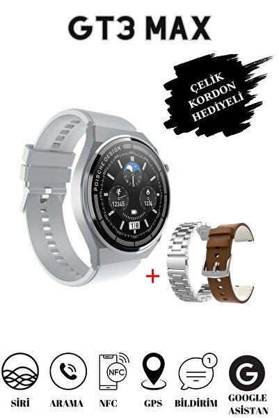 NS Store GT3 Max Akıllı Kol Saati 1.45" Yüksek Çözünürlüklü Renkli Ekran GPS/NFC/SİRİ Aktif Smart Watch
