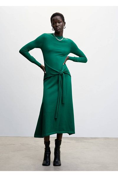MANGO Woman Rochie de tricotaj cu cravată