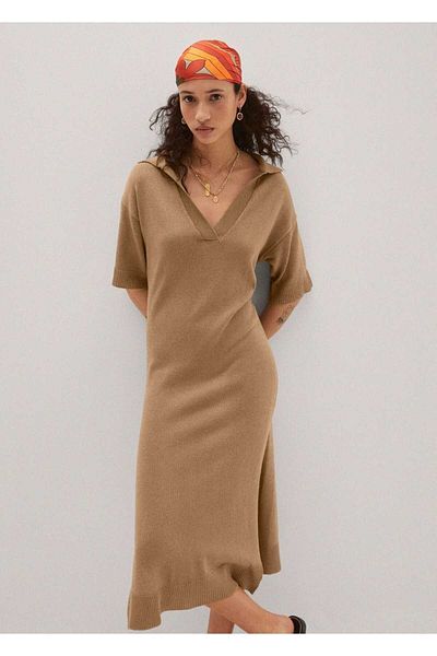MANGO Woman Πλεκτό φόρεμα με σκίσιμο