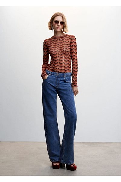 MANGO Woman Openwork Lurex Sweater