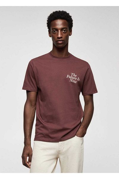 MANGO Man T-Shirt aus 100 % Baumwolle mit Brustaufdruck