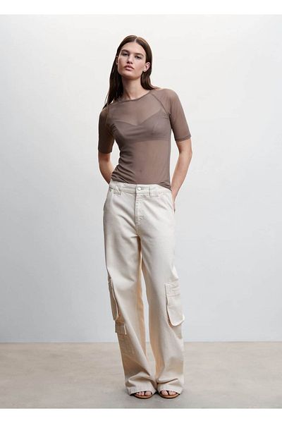 MANGO Woman Halbtransparente Bustierbluse