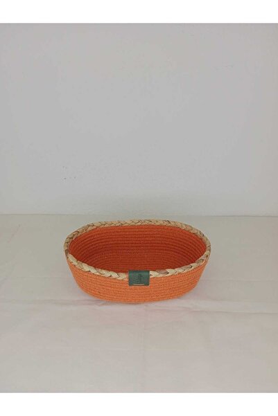 Hasır Detaylı Oval Düzenleyici Sepet (Taban: 21cmx8cm)