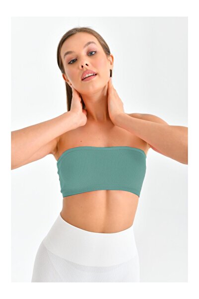 MİSTİRİK Модель Palude Безшовна трикотажна модель Бюст'є на бретелях Безшовна модель Bondeo Сіро-блакитний колір