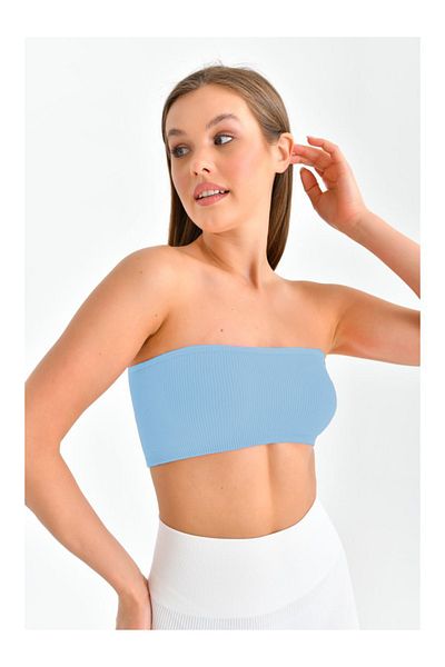 MİSTİRİK Model Palude Model tricotat fără cusături Bustieră fără bretele Model fără cusături Bondeo Ice Blue Color