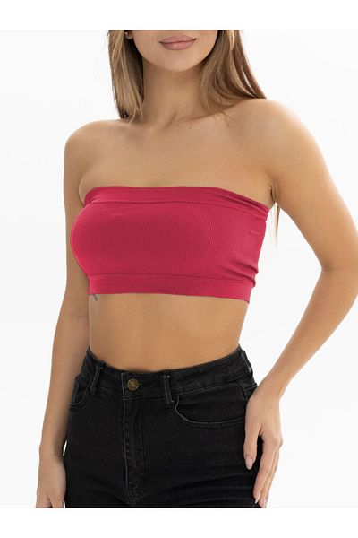 MİSTİRİK Bluza Fara Bretele Model Palude Bluza Tricotata Semaless Mdeol Bondeo Claret Culoare Rosie
