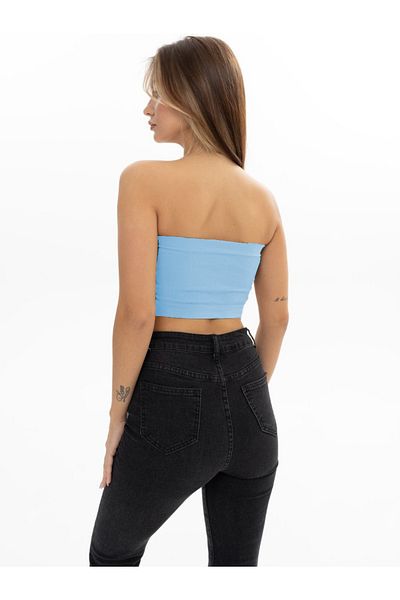 MİSTİRİK Bluză fără bretele tricotată model Palude - Culoare Bondeo Ice Blue