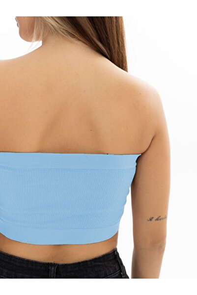 MİSTİRİK Πλεκτή μπλούζα χωρίς στράπλες μοντέλο Palude - Χρώμα Bondeo Ice Blue