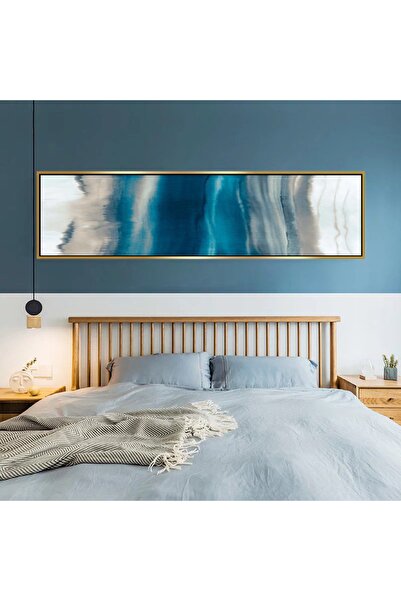 Markazip Otel Ve Yatak Başlığı Için Altın Metal Çerçeveli Kanvas Tablo 50x120...