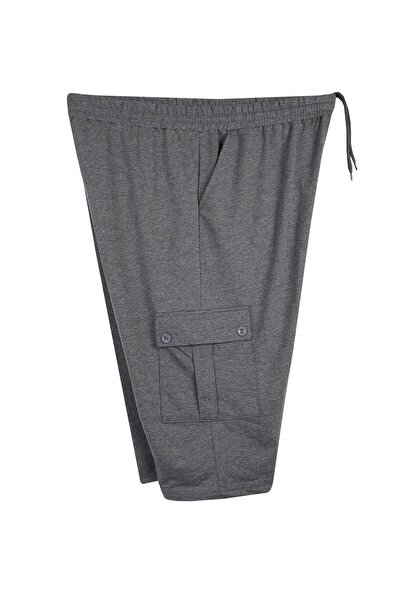 marufshop Men's Large Size Cargo Pocket Combed Cotton Capri Anthracite
