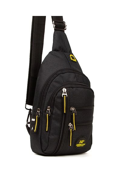 CERFF LEATHER CLUP Λευκά είδη πολλαπλών διαμερισμάτων με αυτιά και έξοδο USB, τσάντα ώμου και μέσης με λουράκι, μαύρο