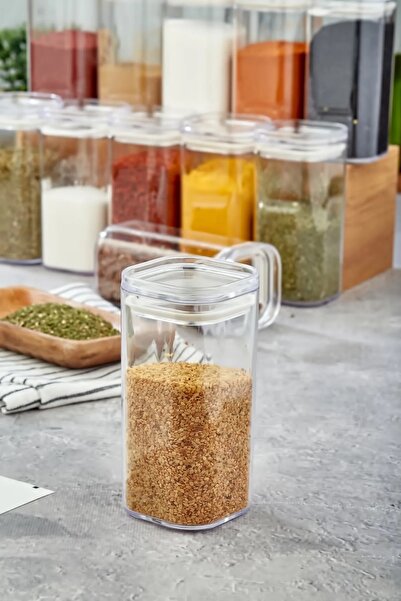 LİDER TİCARET Etiketli 12'li 300 ml Akrilik Baharatlık Seti Saklama Kabı
