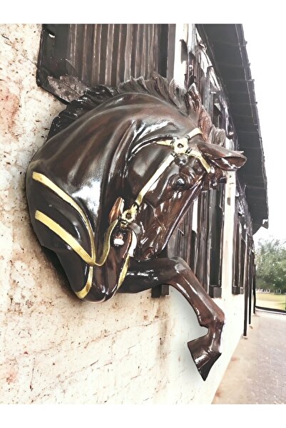 Barbiel Atölye Güç Ve Zarafet, Duvardan Çıkan Kahverengi At Büstü Dekoratif Obje