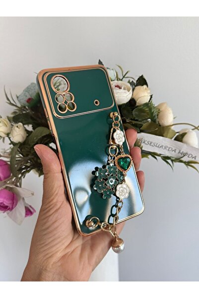 Aksesuarda Moda Poco X4 Pro Uyumlu Çiçekli Taşlı İncili El Geçmeli Lazer Kesi...