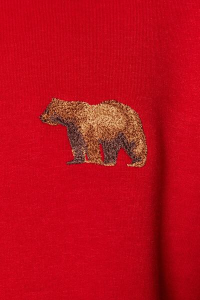 Trendyol Collection Fekete Oversize/Wide Cut Animal Embroidery Polár belső/melegen tartó pamut pulóver TMNAW24SW00097