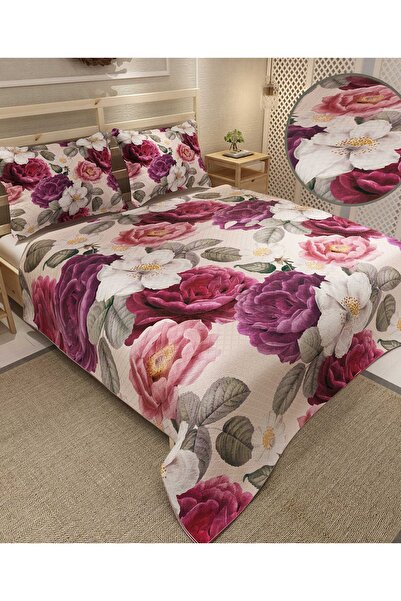 MonoHome Pique Set Cotton Double Jacquard Woven Bedspread Flower Dream