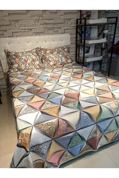 MonoHome Pique Set Cotton Double Jacquard Woven Bedspread Deep Triangle