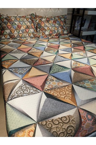MonoHome Pique Set Cotton Double Jacquard Woven Bedspread Deep Triangle