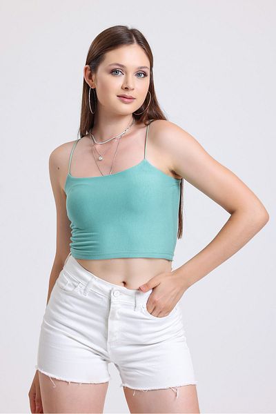 Elia Moda Bluză Çağla verde cu bretele pentru femei