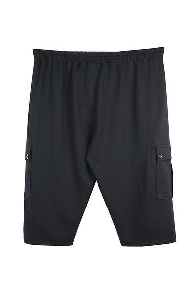 marufshop Ανδρική τσέπη Cargo Plus Size Χτενισμένη Βαμβακερή Κάπρι Μαύρο