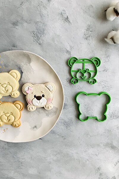 CESTOPİENO أداة تشكيل عجينة رأس الدب اللطيفة باللون الأخضر / قالب البسكويت