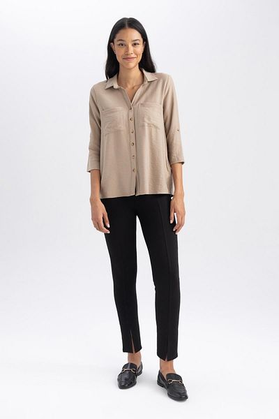 DeFacto High Waist Basic Plain Combed Long Leggings B1793Ax23Au